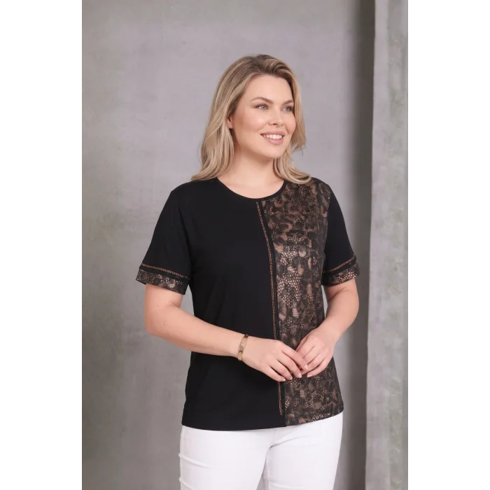 Leopar Desenli Taş Detaylı Bluz