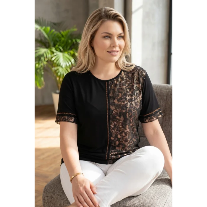 Leopar Desenli Taş Detaylı Bluz