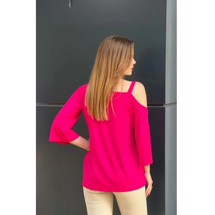 Askılı Kurdela Baskılı Detaylı Bluz