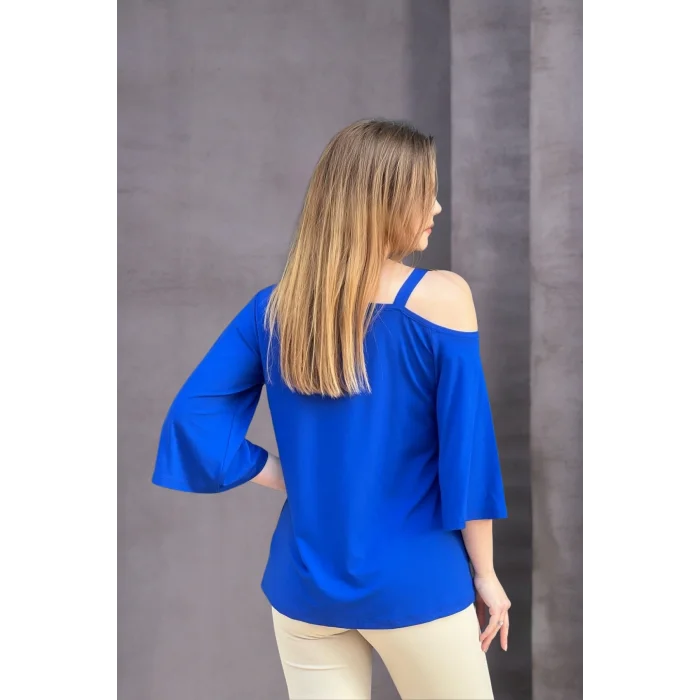 Askılı Kurdela Baskılı Detaylı Bluz