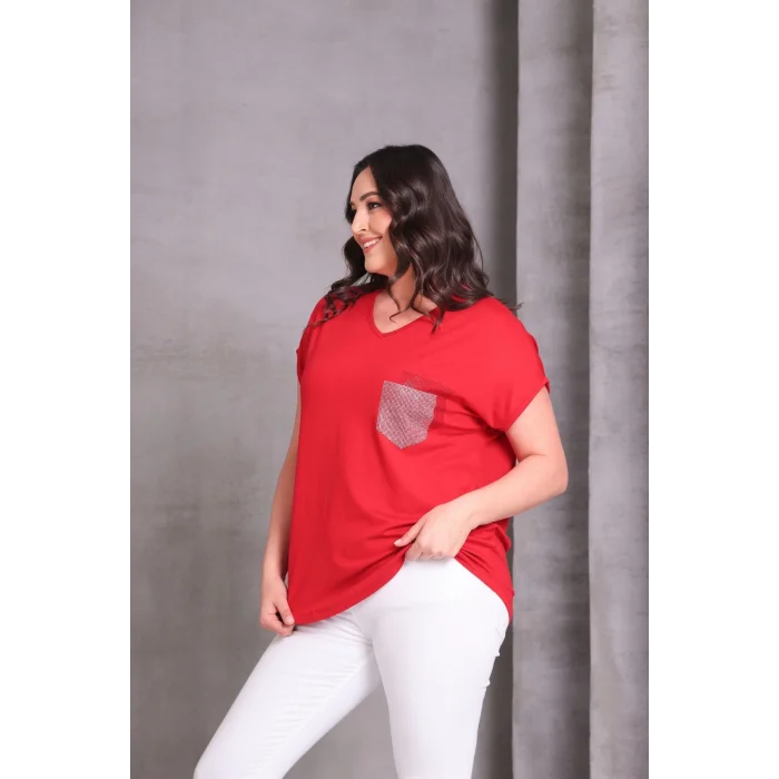 Cep Taş Baskılı Bluz