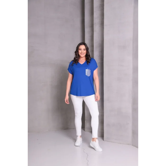 Cep Taş Baskılı Bluz