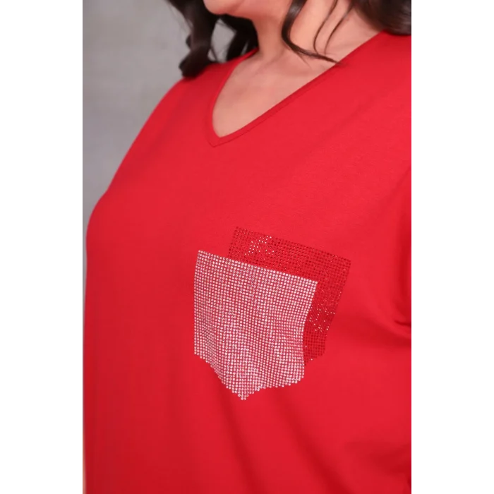 Cep Taş Baskılı Bluz