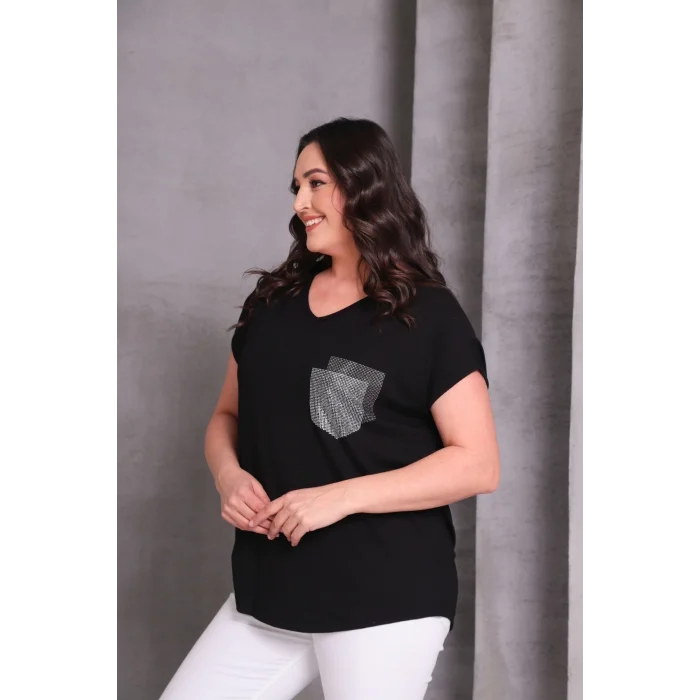 Cep Taş Baskılı Bluz