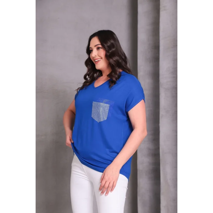 Cep Taş Baskılı Bluz