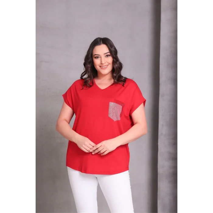 Cep Taş Baskılı Bluz