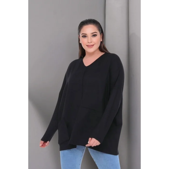 Önü Dikişli Cepli Salaş Bluz