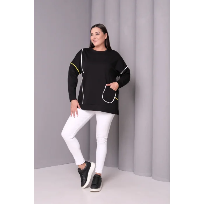 Çizgi Şeritli Cepli Sweatshirt