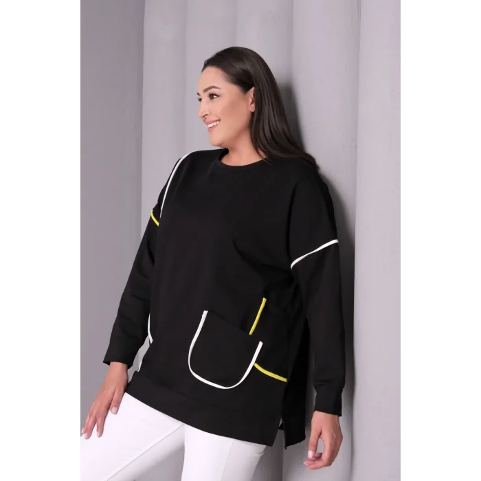 Çizgi Şeritli Cepli Sweatshirt