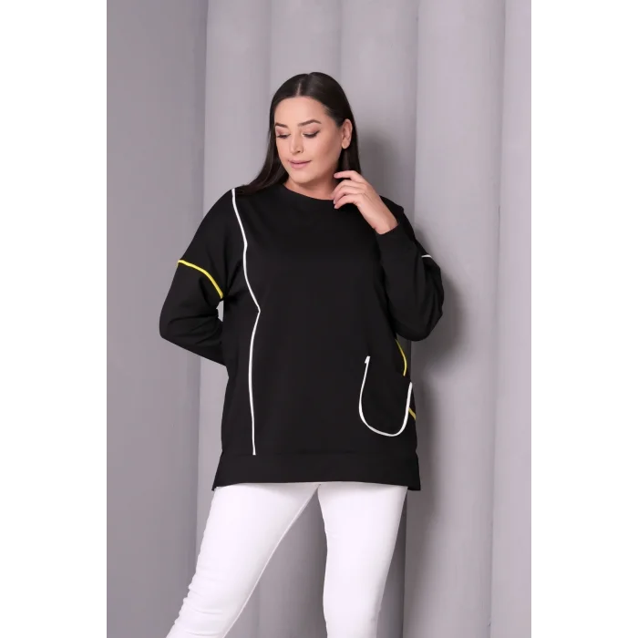 Çizgi Şeritli Cepli Sweatshirt