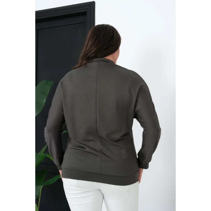 Çizgili Taş Baskılı Sweatshirt