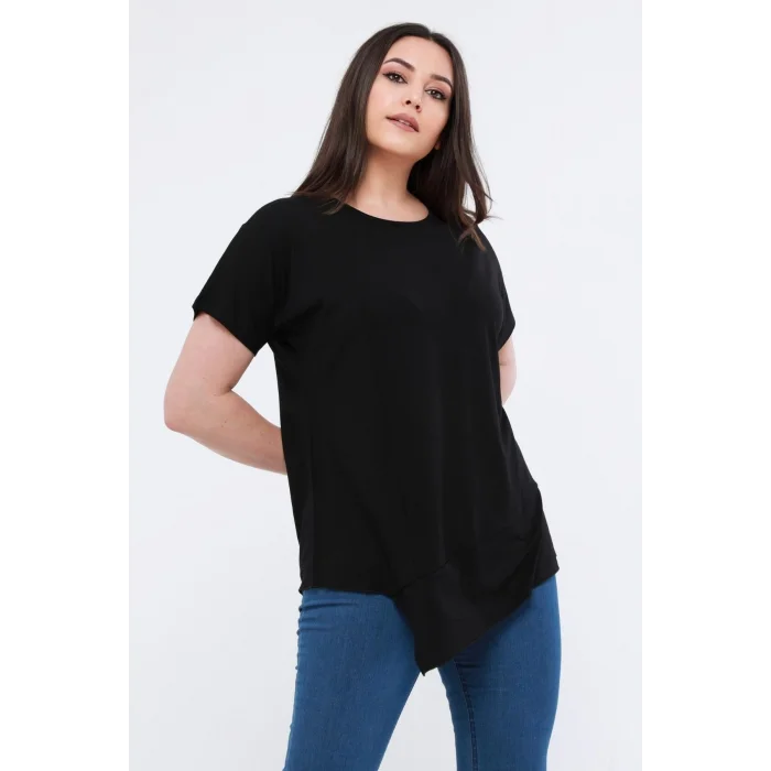 Eteği Asimetrik Basic Bluz