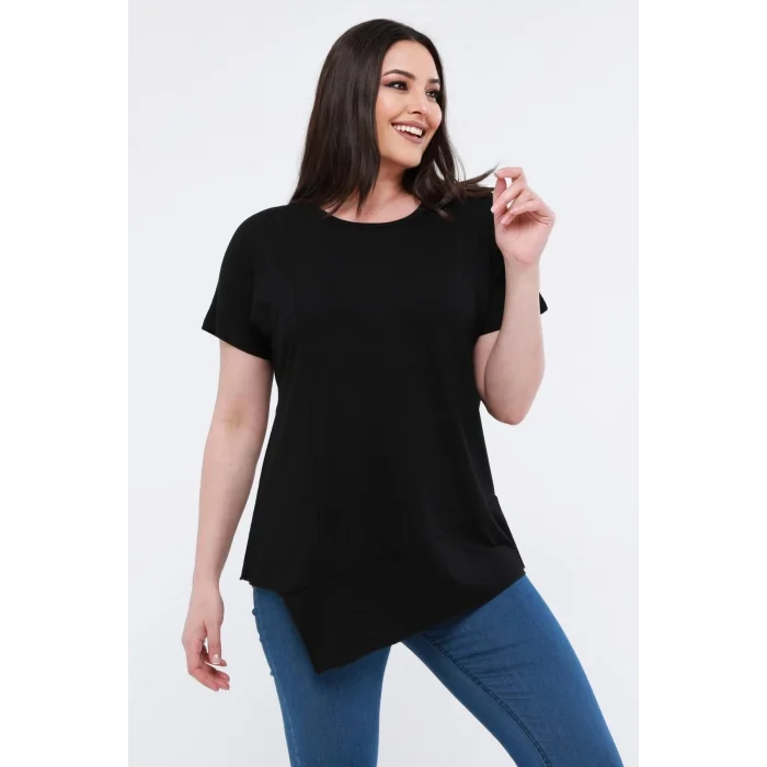 Eteği Asimetrik Basic Bluz