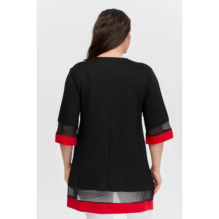 Eteği Asimetrik Renkli Şeritli Tunik