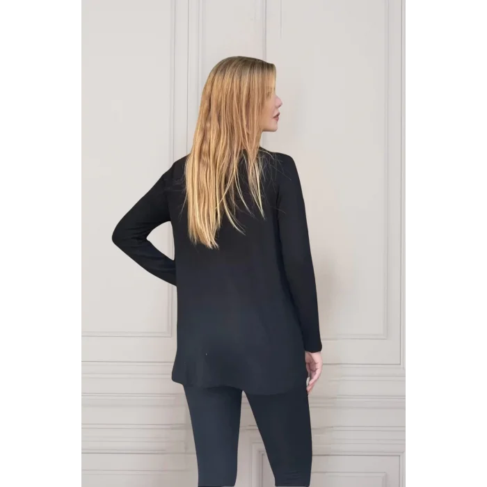 Fermuar Detaylı Asimetrik Bluz