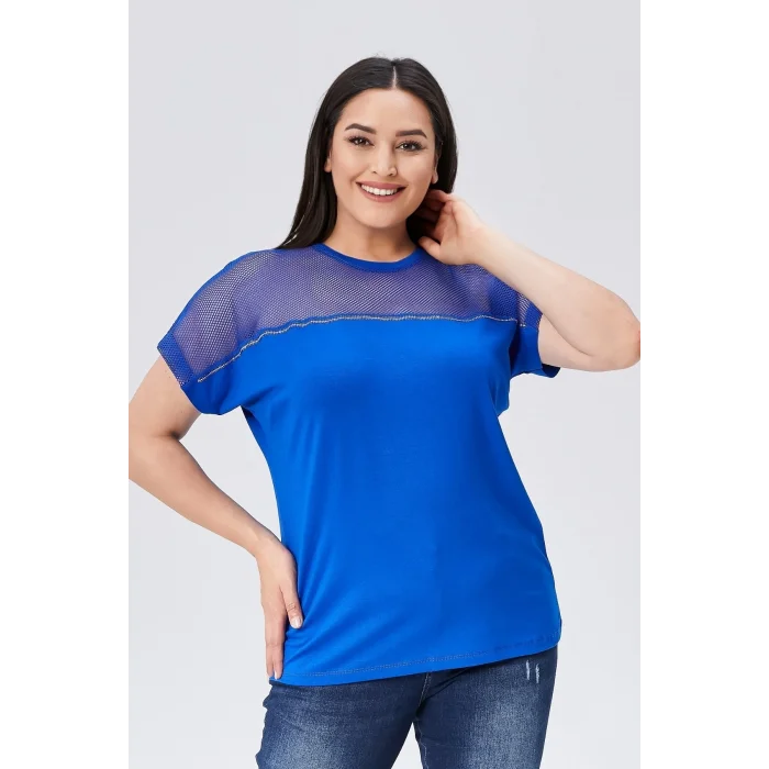 File Garnili Şerit Taş Detaylı Bluz