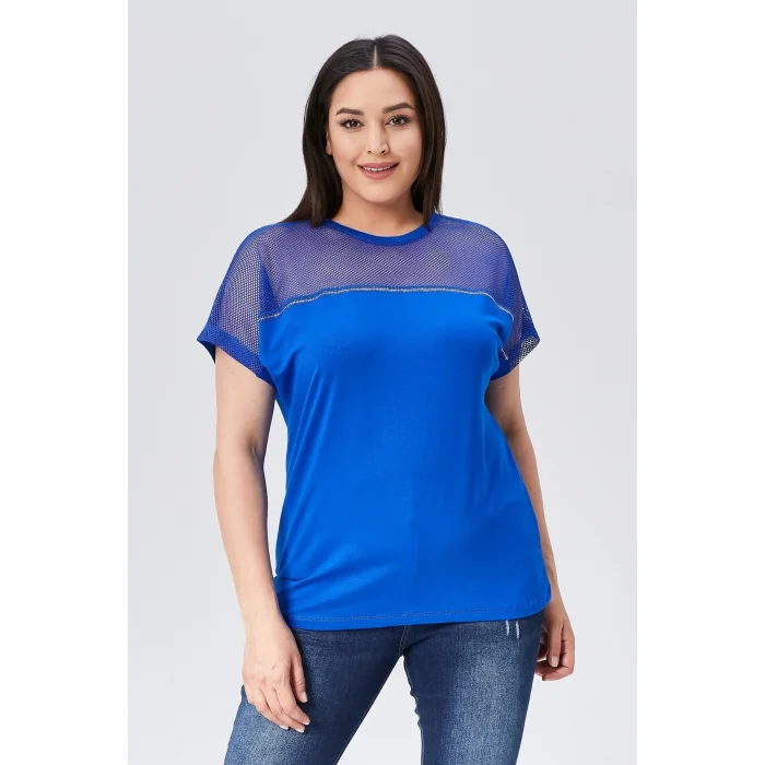 File Garnili Şerit Taş Detaylı Bluz