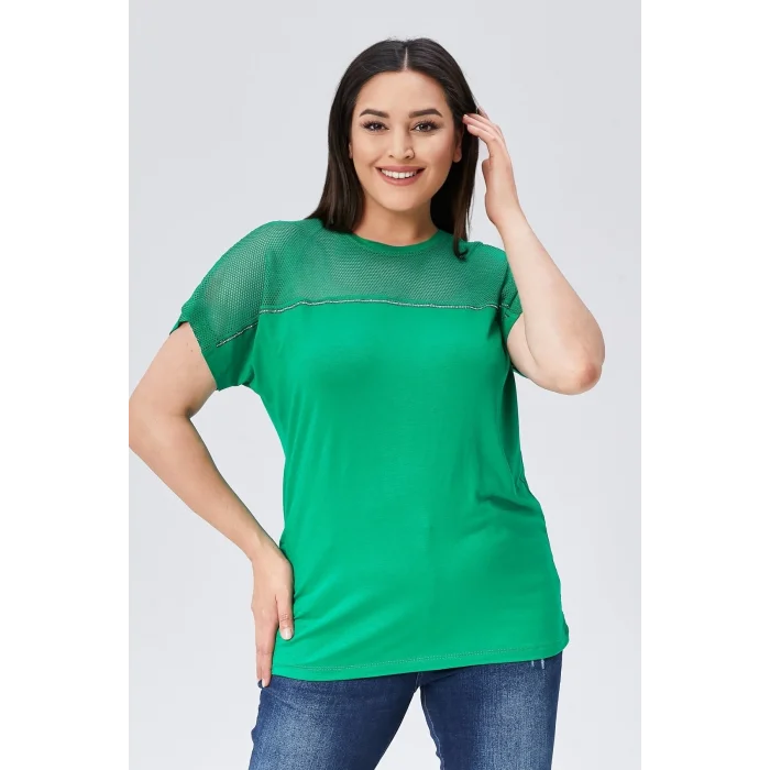 File Garnili Şerit Taş Detaylı Bluz