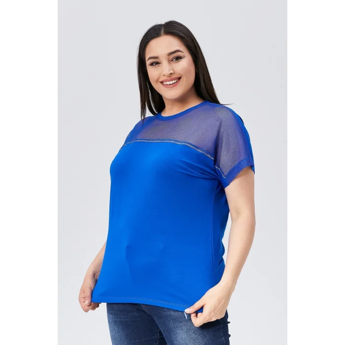 File Garnili Şerit Taş Detaylı Bluz