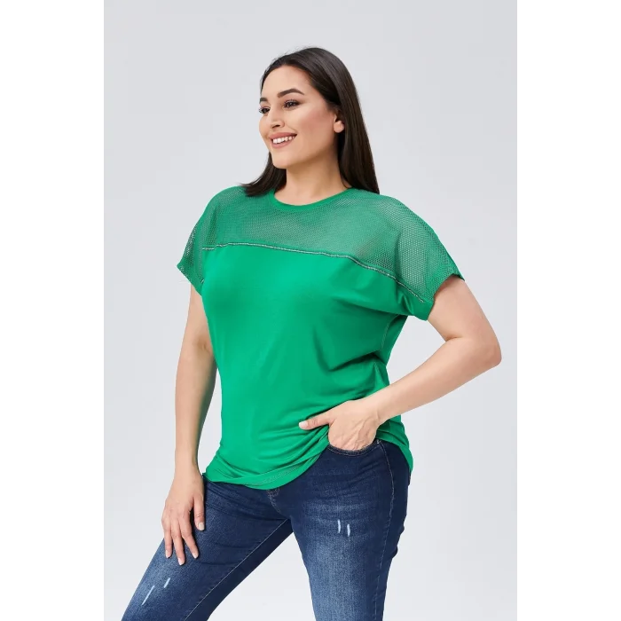 File Garnili Şerit Taş Detaylı Bluz