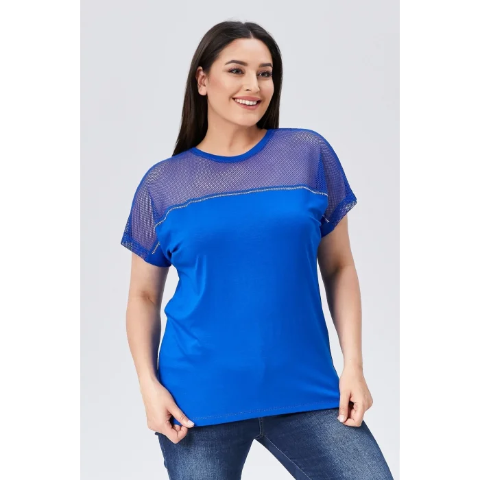 File Garnili Şerit Taş Detaylı Bluz