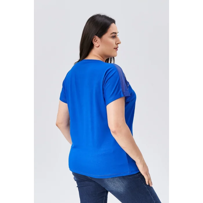 File Garnili Şerit Taş Detaylı Bluz