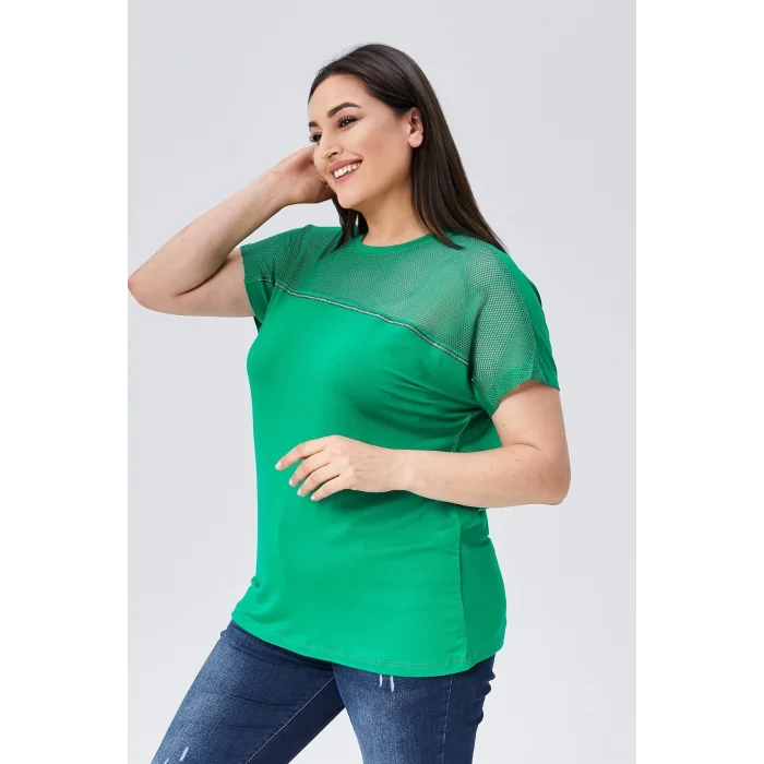 File Garnili Şerit Taş Detaylı Bluz