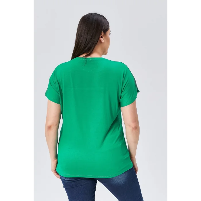 File Garnili Şerit Taş Detaylı Bluz