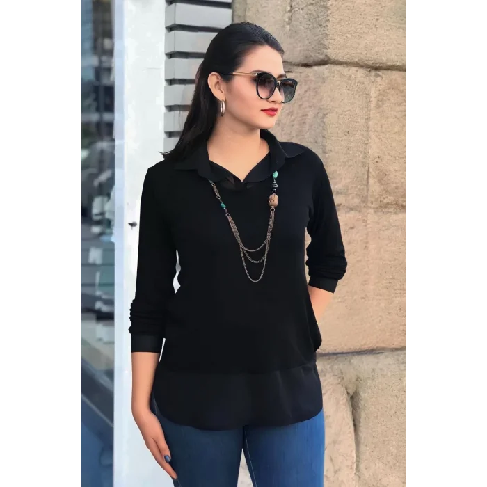 İçten Gömlek Çıkmalı Bluz