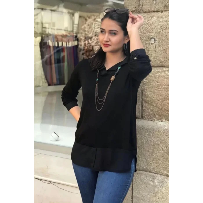 İçten Gömlek Çıkmalı Bluz