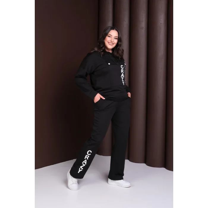 Kapüşonlu Crazy  Baskılı Alt-Üst Takım