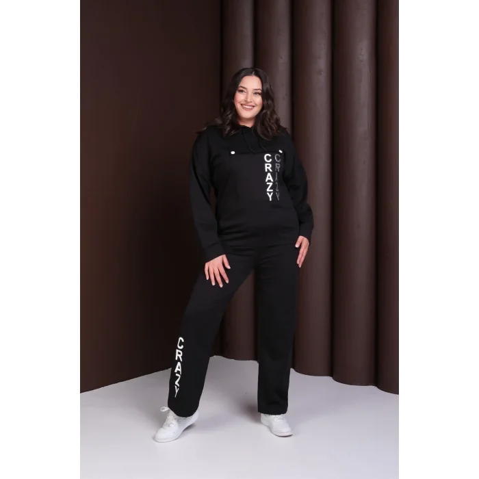 Kapüşonlu Crazy  Baskılı Alt-Üst Takım