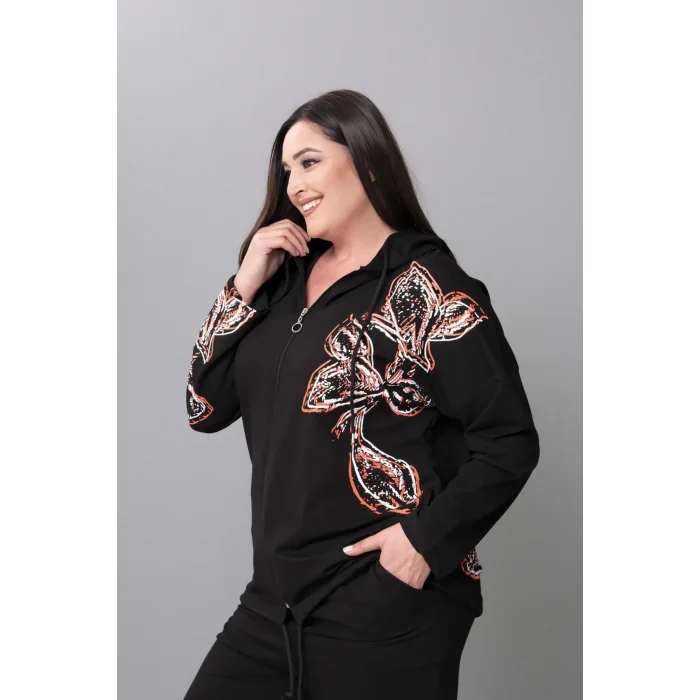 Kapüşonlu Fermuarlı Baskılı Takım