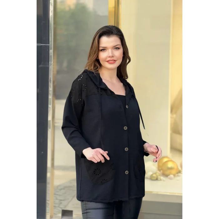 Kapüşonlu Fisto Detaylı Ceket