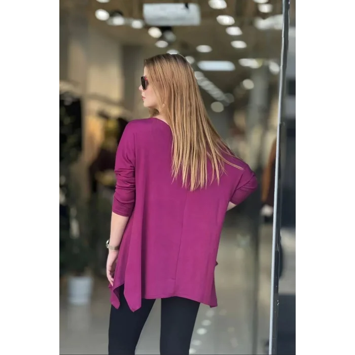 Kayık Yaka Asimetrik Bluz