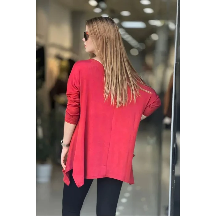 Kayık Yaka Asimetrik Bluz