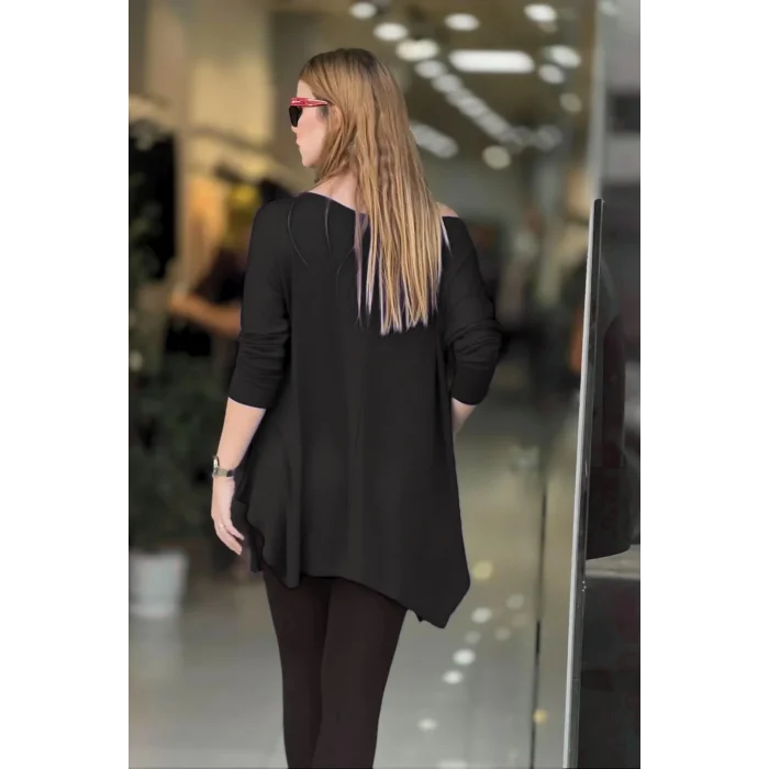 Kayık Yaka Asimetrik Bluz