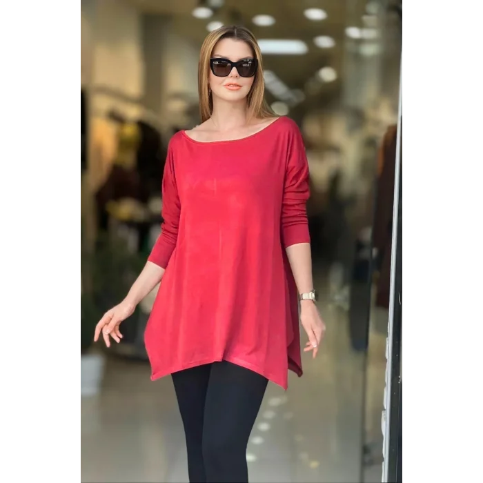 Kayık Yaka Asimetrik Bluz