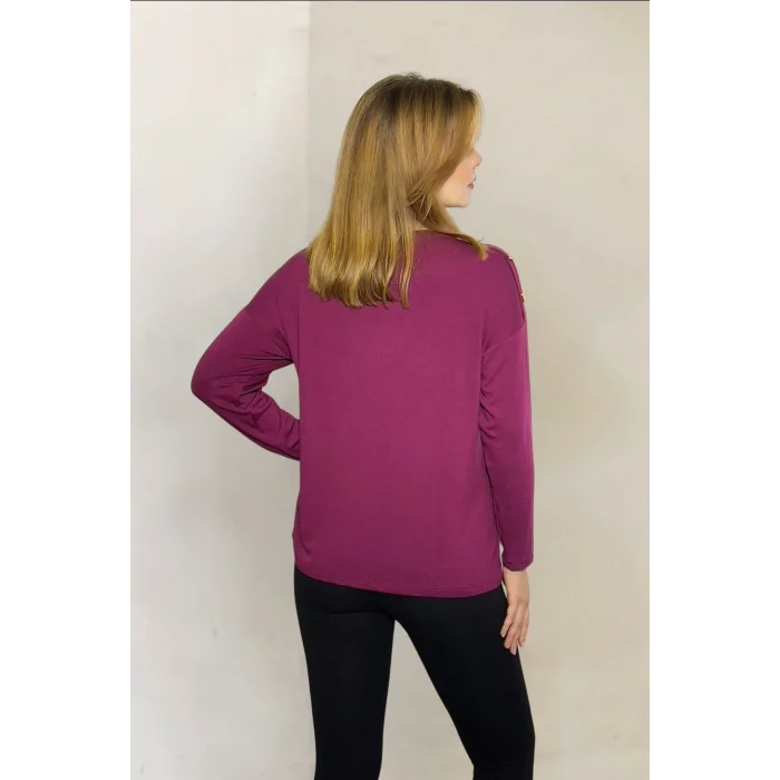 Omuz Düğme Detaylı Bluz