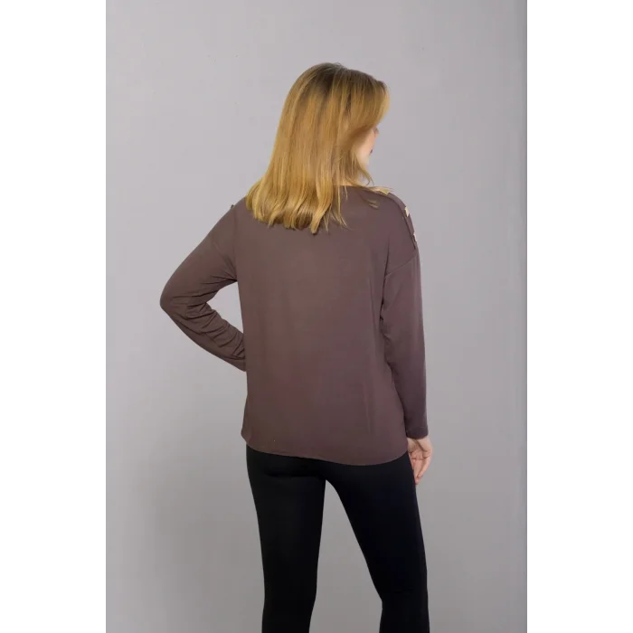 Omuz Düğme Detaylı Bluz
