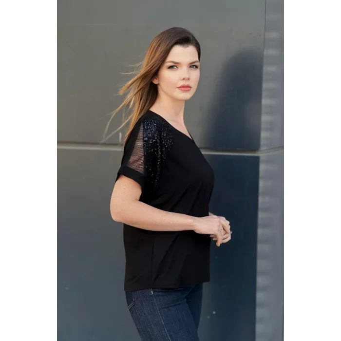 Omuz File Pul Detaylı Bluz