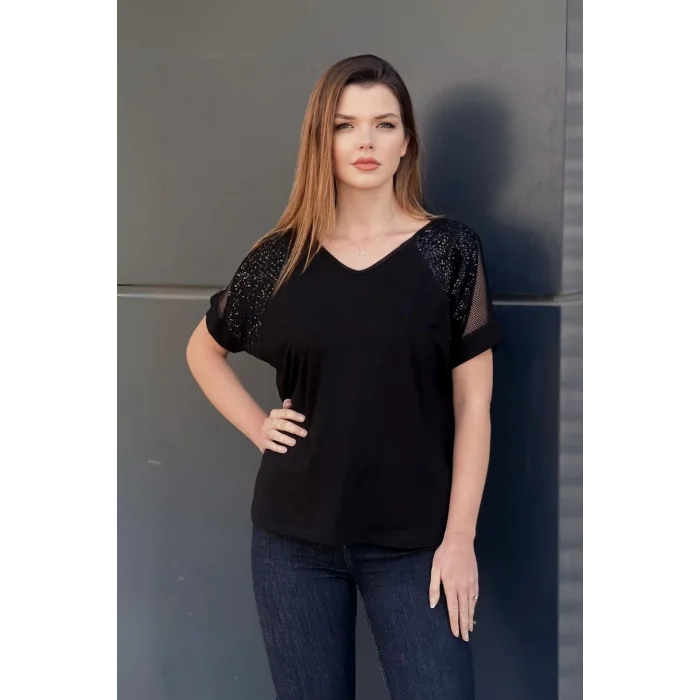 Omuz File Pul Detaylı Bluz