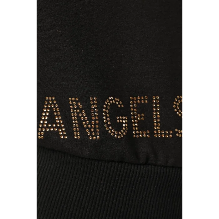 Omuzları Kanat Taş Baskılı Sweatshirt