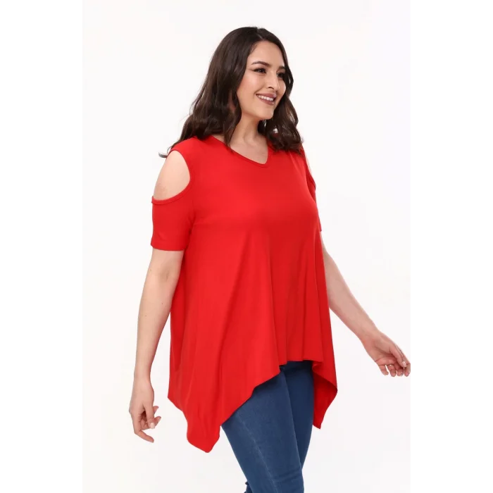 Omuzları Pencereli Asimetrik Bluz