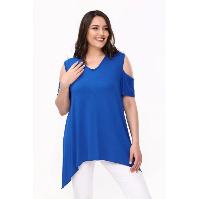 Omuzları Pencereli Asimetrik Bluz