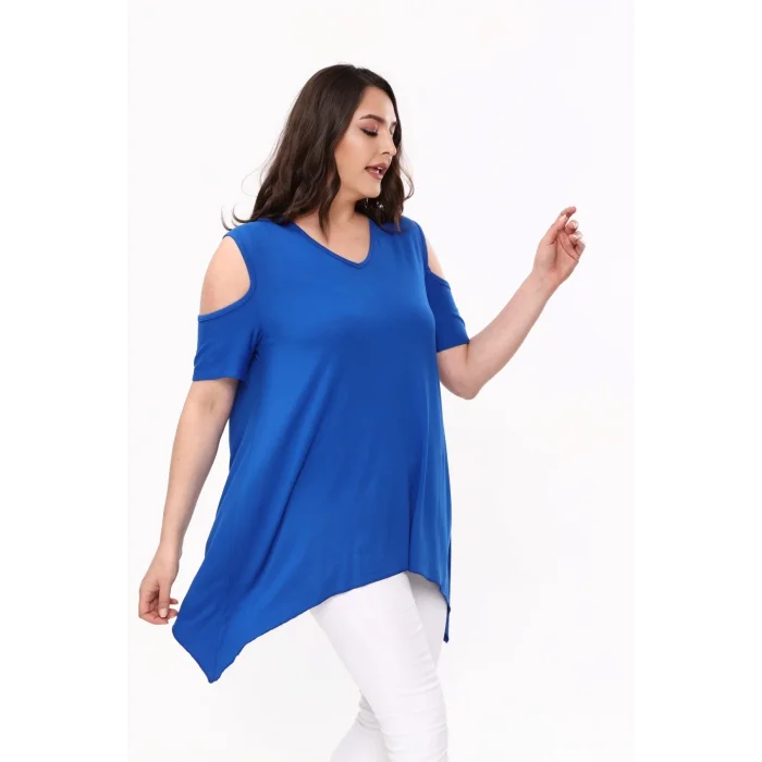 Omuzları Pencereli Asimetrik Bluz