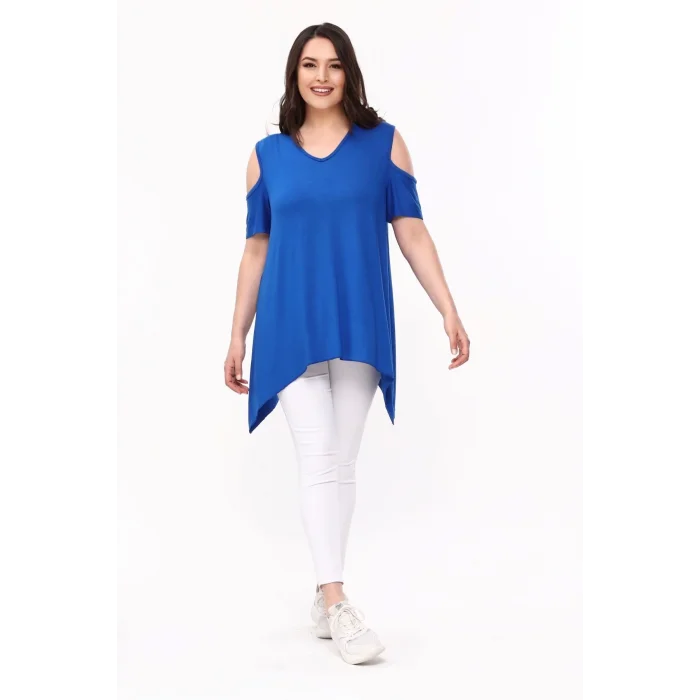 Omuzları Pencereli Asimetrik Bluz