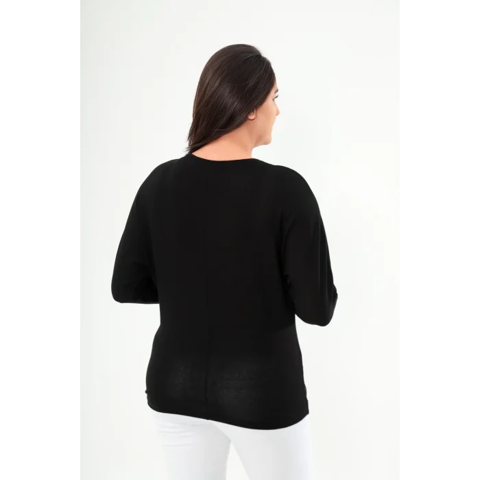 Önü Çizgi Taş Baskılı Bluz