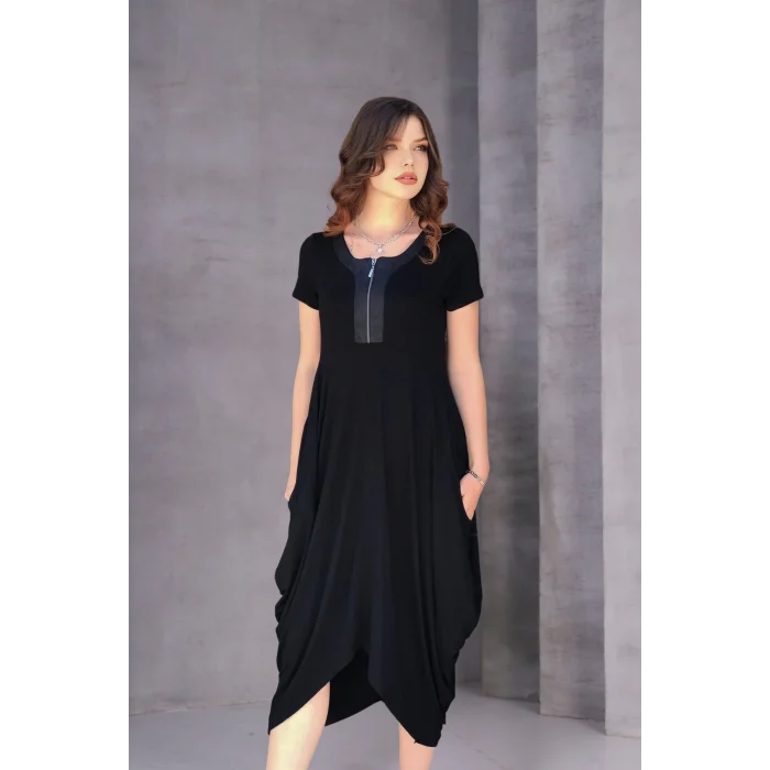 Önü Deri Garnili Bebekol Şalvar Elbise