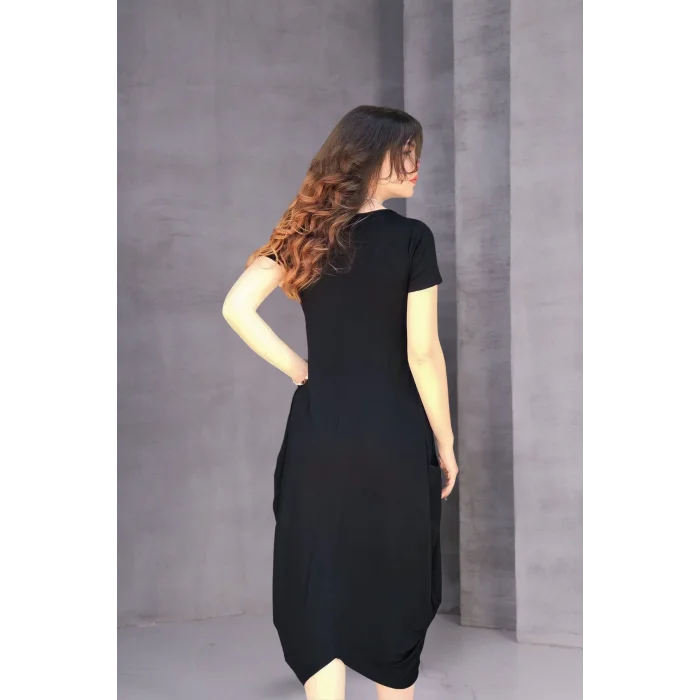 Önü Deri Garnili Bebekol Şalvar Elbise